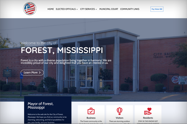 City of Forest homepage screenshot
