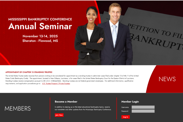 Bankruptcy homepage screenshot