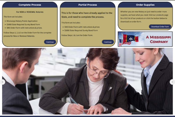 Homepage screenshot from Stegall Notary website