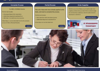 Homepage screenshot from Stegall Notary website