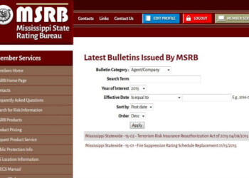 MS State Rating Bureau Intranet